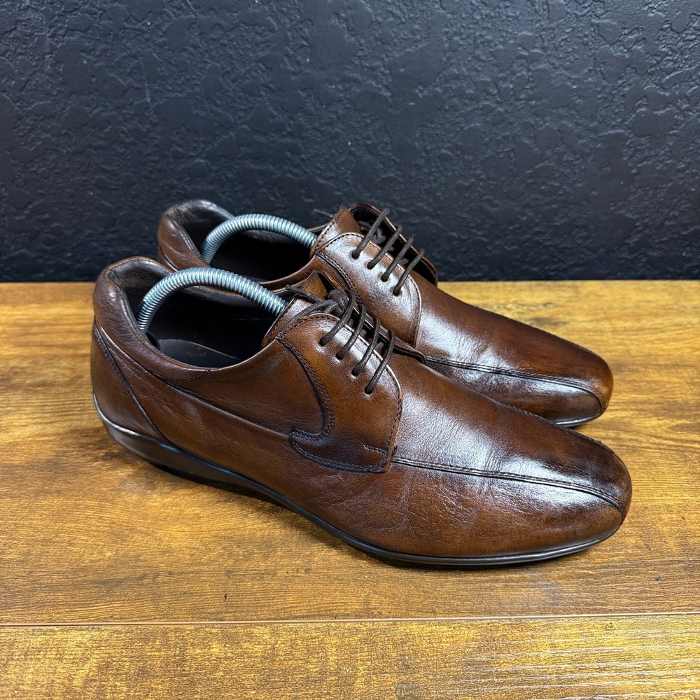 Bacco Bucci Bicycle Toe Brown Leather Derby Dress Shoes Mens 9.5